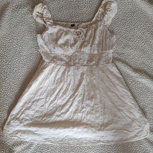 Cream Lace Dress with Puff Sleeves